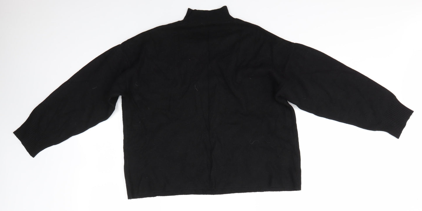 F&F Womens Black High Neck  Viscose Pullover Jumper Size 12