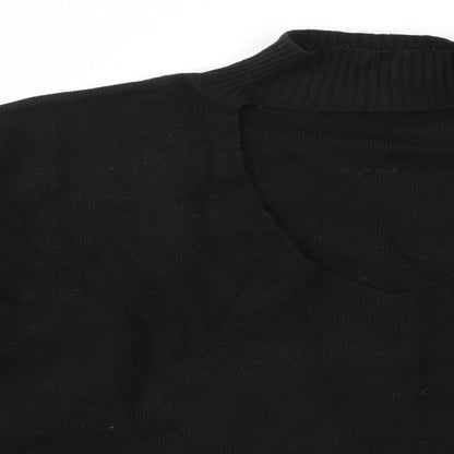 F&F Womens Black High Neck  Viscose Pullover Jumper Size 12