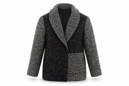 Front view of French Connecion women’s grey jacket coat, size UK 8