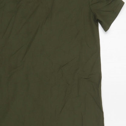 Zara Womens Green  Viscose A-Line  Size S  V-Neck