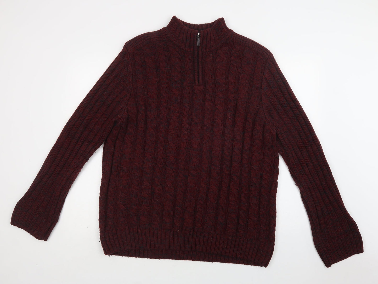 Matalan Mens Red Collared  Acrylic Henley Jumper Size L