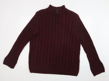 Matalan Mens Red Collared  Acrylic Henley Jumper Size L