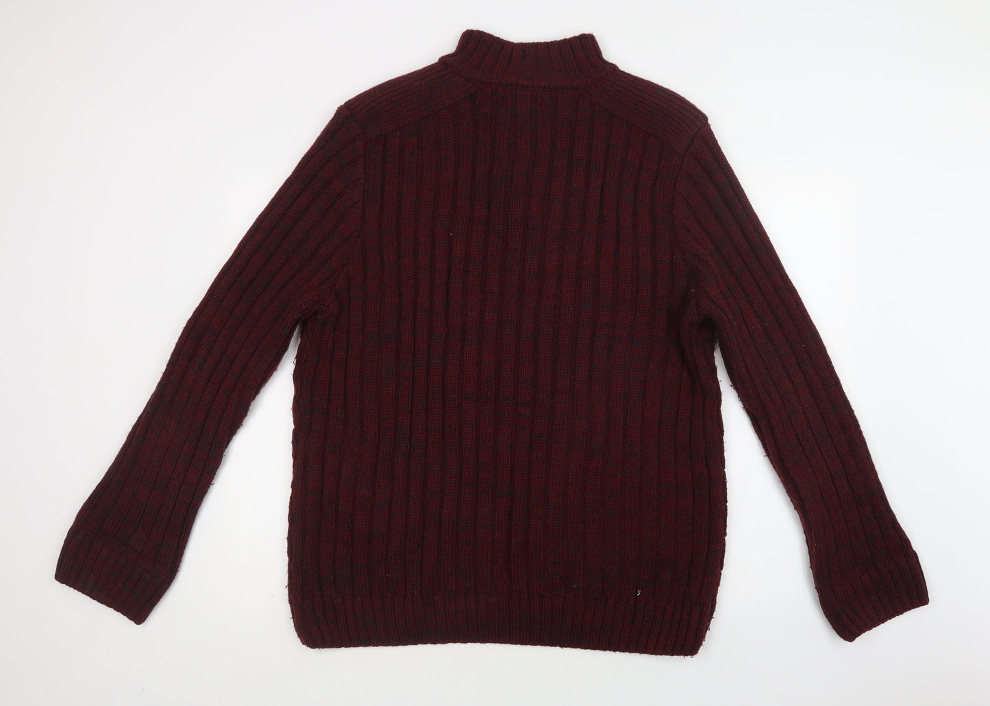 Matalan Mens Red Collared  Acrylic Henley Jumper Size L