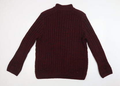 Matalan Mens Red Collared  Acrylic Henley Jumper Size L