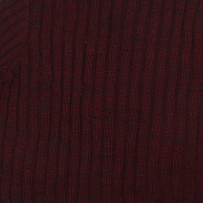 Matalan Mens Red Collared  Acrylic Henley Jumper Size L