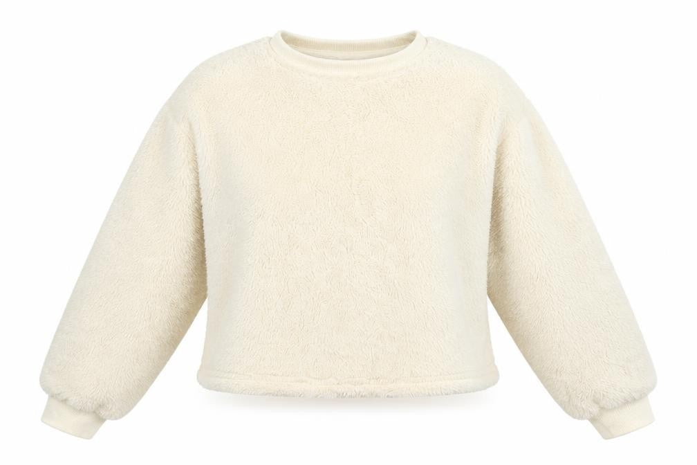 Front view of Misspap women’s ivory polyester top lounge set, size UK 12