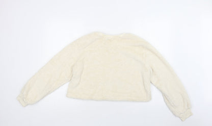 Back view of Misspap women’s ivory polyester top lounge set, size UK 12