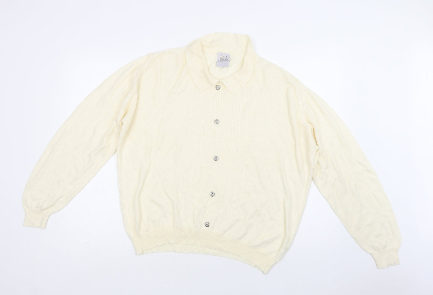 Classic Woman Womens Ivory Collared  Acrylic Pullover Jumper Size 20