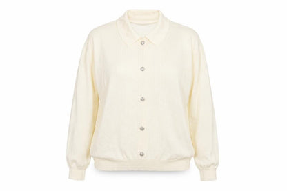 Front view of Classics Woman women’s ivory collared acrylic jumper, size UK 20
