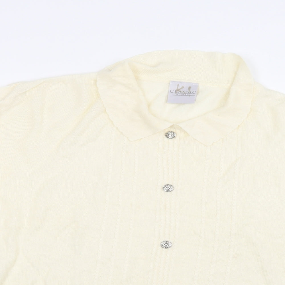 Classic Woman Womens Ivory Collared  Acrylic Pullover Jumper Size 20
