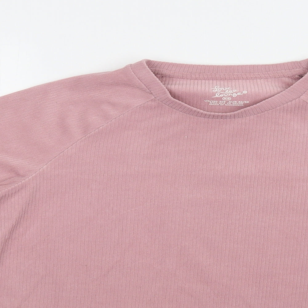 Close-up detail of Primark women’s pink polyester top lounge set, size XS
