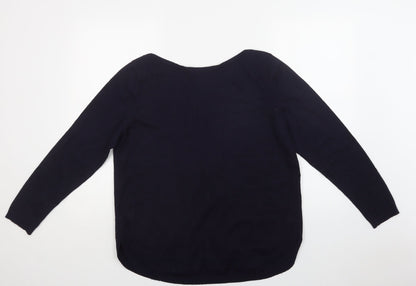 Tribekko 44 Womens Blue Round Neck  Viscose Pullover Jumper Size XL