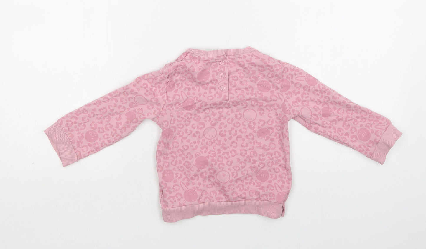Mothercare Baby Pink Animal Print Cotton Pullover Jumper Size 12-18 Months  Snap