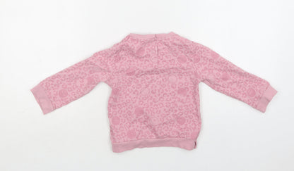 Mothercare Baby Pink Animal Print Cotton Pullover Jumper Size 12-18 Months  Snap