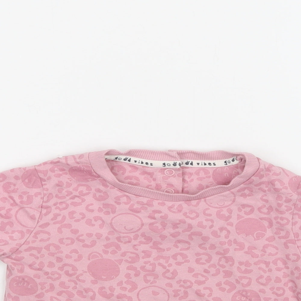 Mothercare Baby Pink Animal Print Cotton Pullover Jumper Size 12-18 Months  Snap