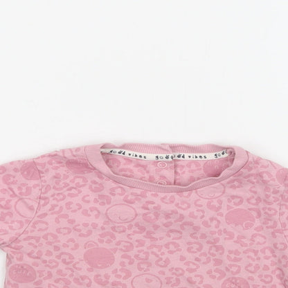 Mothercare Baby Pink Animal Print Cotton Pullover Jumper Size 12-18 Months  Snap