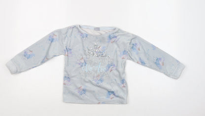 TU Girls Blue Geometric Polyester Top Pyjama Top Size 4-5 Years   - Frozen 2