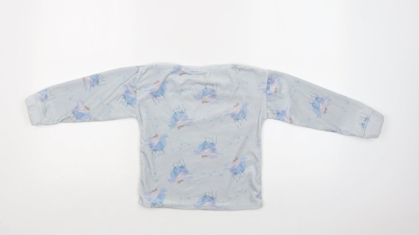 TU Girls Blue Geometric Polyester Top Pyjama Top Size 4-5 Years   - Frozen 2