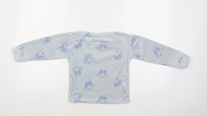 TU Girls Blue Geometric Polyester Top Pyjama Top Size 4-5 Years   - Frozen 2