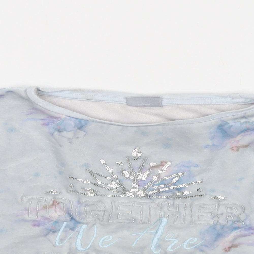 TU Girls Blue Geometric Polyester Top Pyjama Top Size 4-5 Years   - Frozen 2
