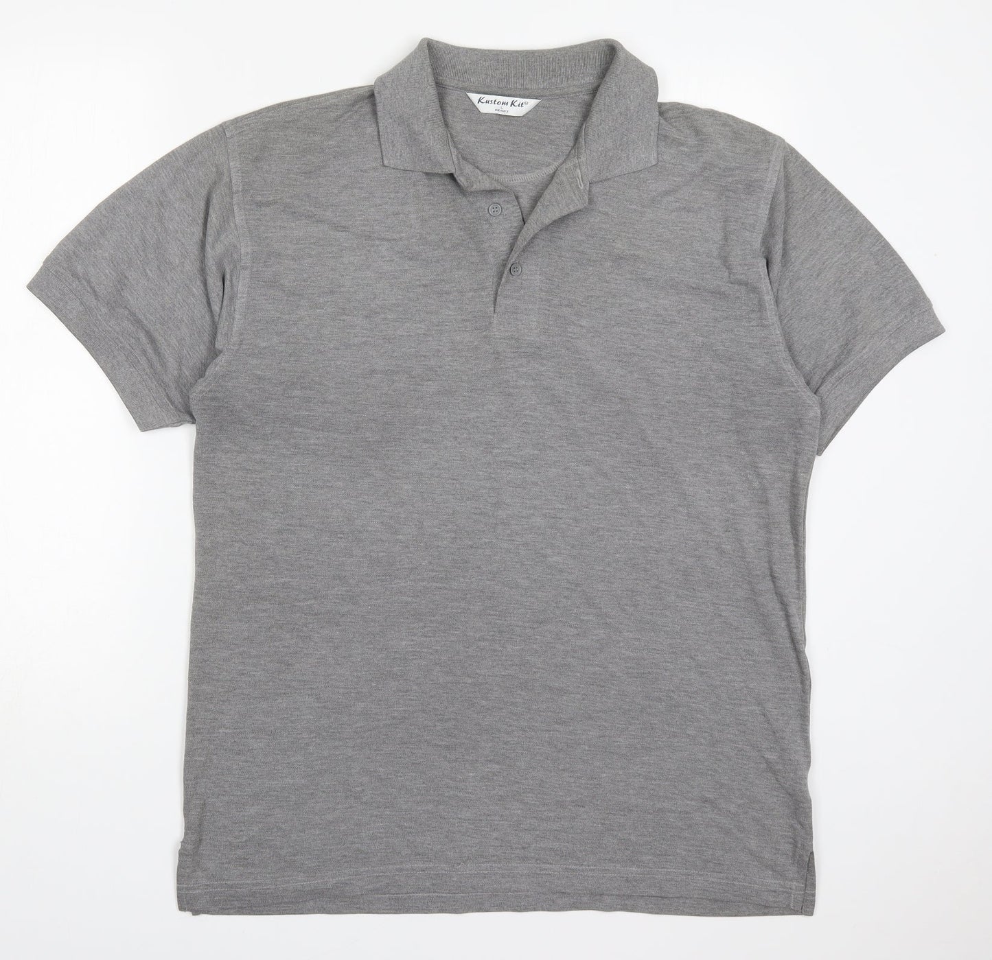 Kustom Kit Mens Grey  Polyester  Polo Size L Collared Pullover - W