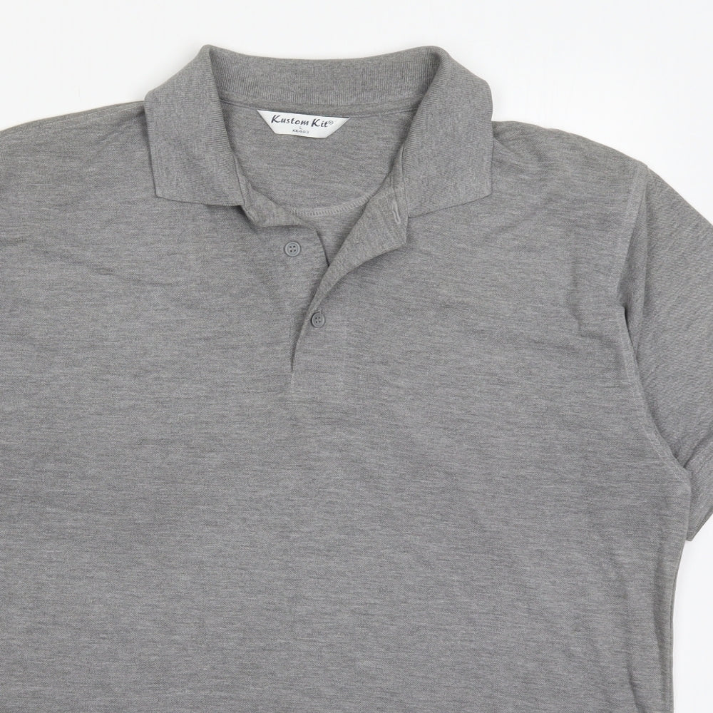 Kustom Kit Mens Grey  Polyester  Polo Size L Collared Pullover - W