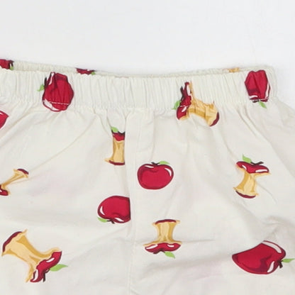 Preworn Girls White  Cotton Cropped Trousers Size 6-9 Months   - Apples