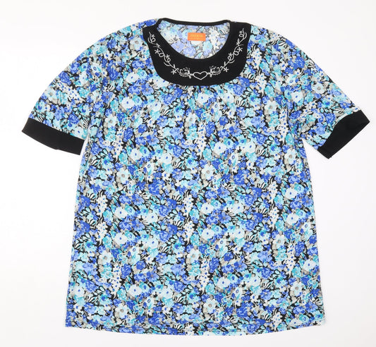 Womens UK Size XL Cecilia Blue Basic T-Shirt