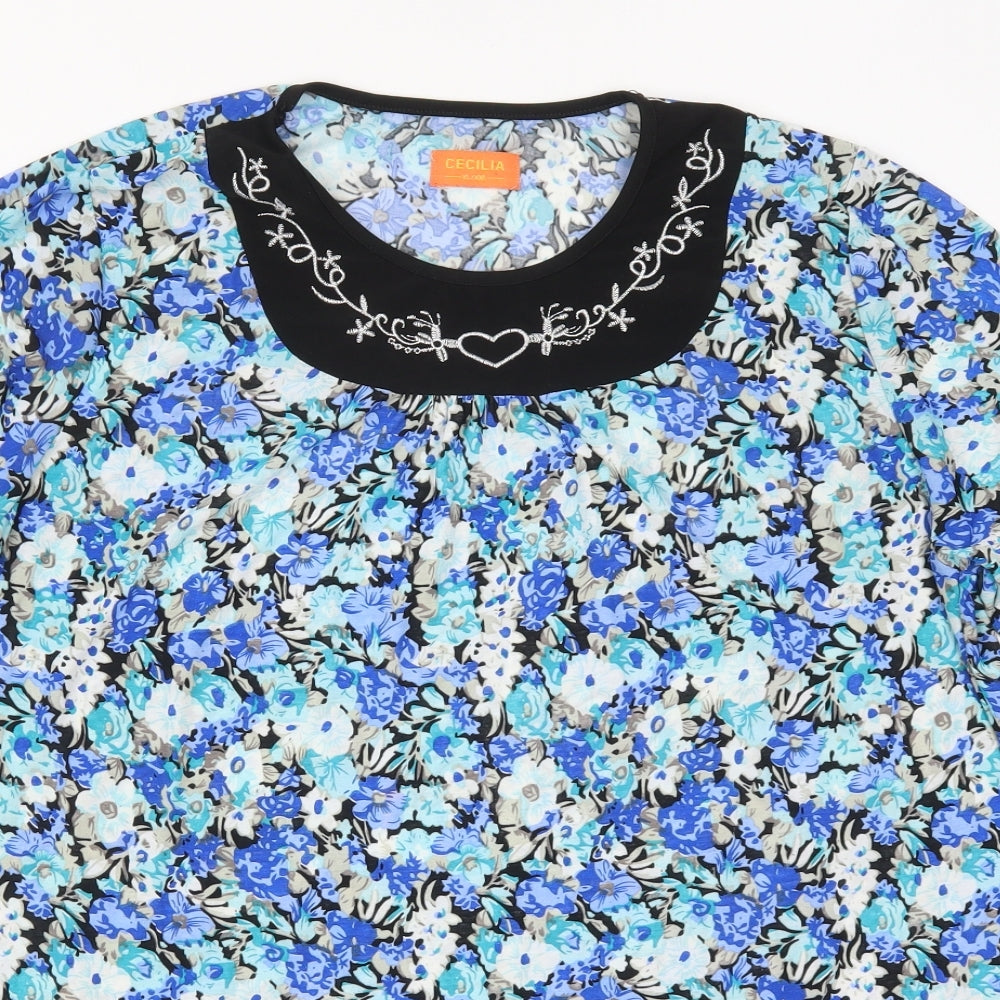 Womens UK Size XL Cecilia Blue Basic T-Shirt