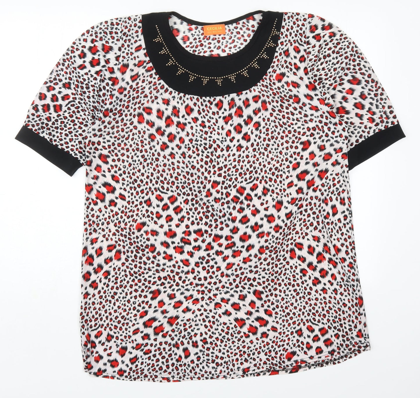 Womens UK Size M Cecilia Red Basic T-Shirt