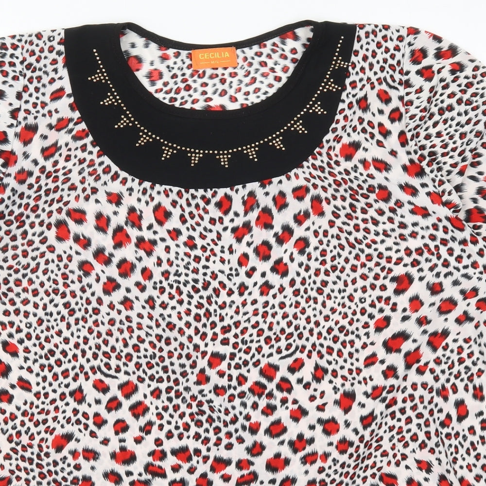 Womens UK Size M Cecilia Red Basic T-Shirt