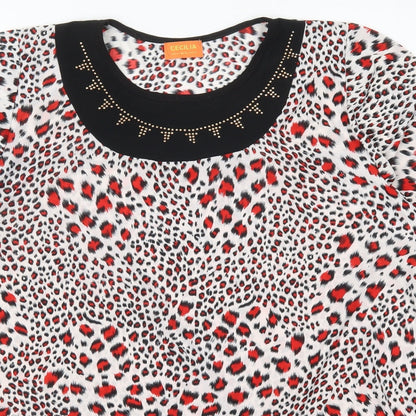 Womens UK Size M Cecilia Red Basic T-Shirt