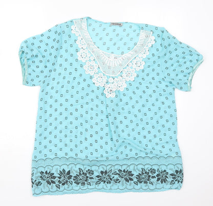 Womens UK Size 2XL Yue Sheng Blue Basic T-Shirt