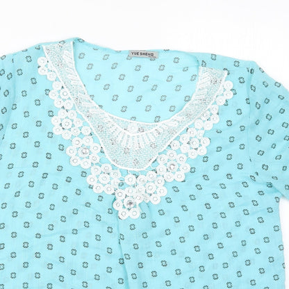 Womens UK Size 2XL Yue Sheng Blue Basic T-Shirt