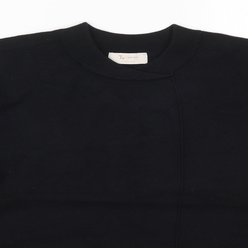 TU Womens Black Round Neck  Viscose Pullover Jumper Size 14