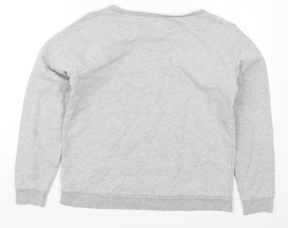 Topshop Womens Grey  Cotton Pullover Sweatshirt Size 8  Pullover