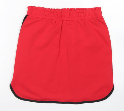 George Girls Red  Cotton A-Line Skirt Size 12-13 Years  Regular Drawstring
