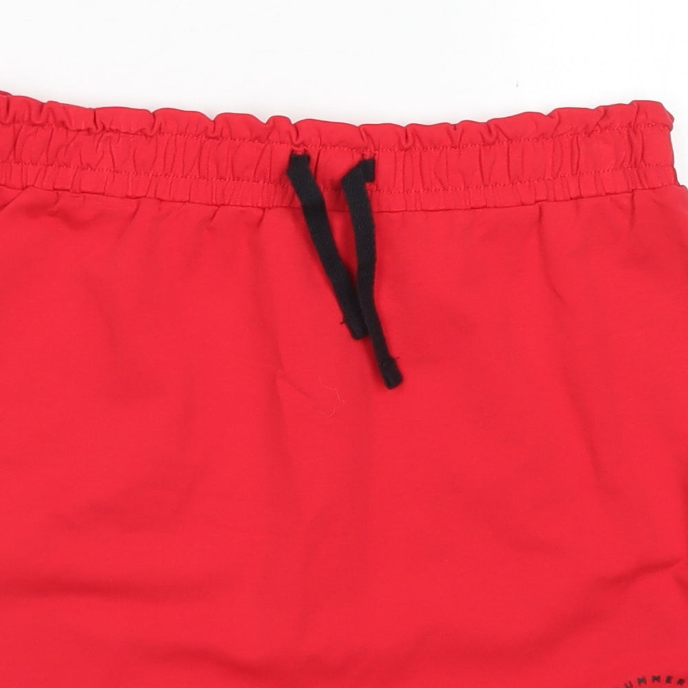 George Girls Red  Cotton A-Line Skirt Size 12-13 Years  Regular Drawstring