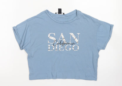 915 Generation Girls Blue  Cotton Cropped T-Shirt Size 10-11 Years Crew Neck
