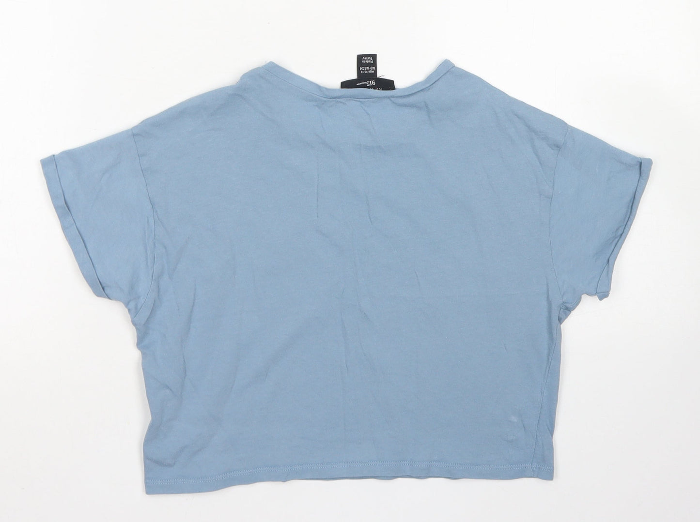 915 Generation Girls Blue  Cotton Cropped T-Shirt Size 10-11 Years Crew Neck