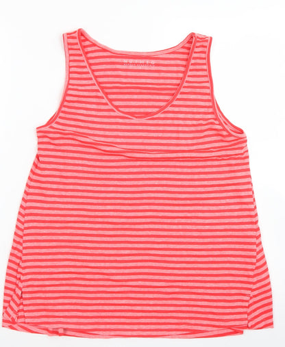 Nutmeg Womens Pink Striped Polyester Basic Tank Size 12 Round Neck
