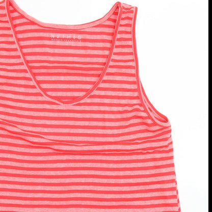 Nutmeg Womens Pink Striped Polyester Basic Tank Size 12 Round Neck