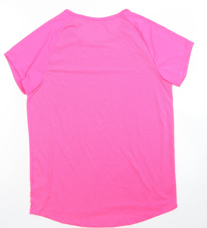 Studio Womens Pink  Polyester Basic T-Shirt Size 8 Crew Neck