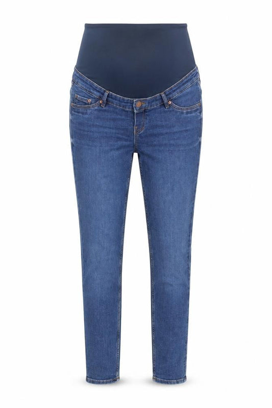 Front view of &Denim women’s blue cotton skinny jeans, size UK 36, in, 28-inch leg regular