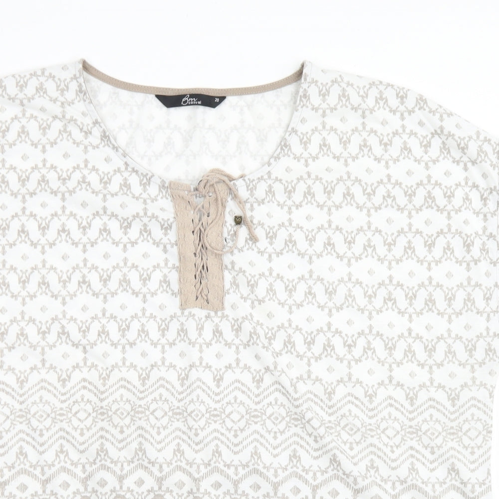 Womens UK Size 20 BM casual Beige Basic T-Shirt