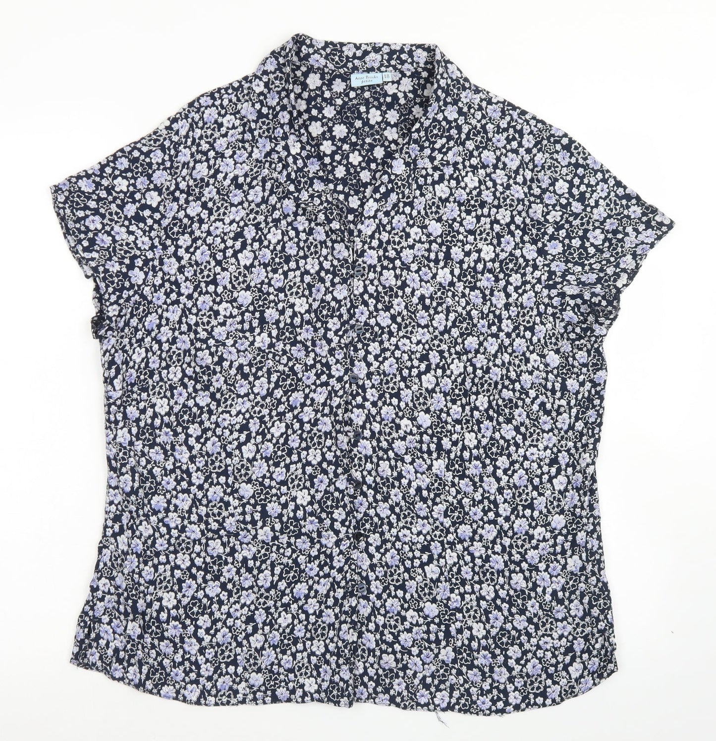 Womens UK Size 18 Anne Brooks Blue Basic Button-Up