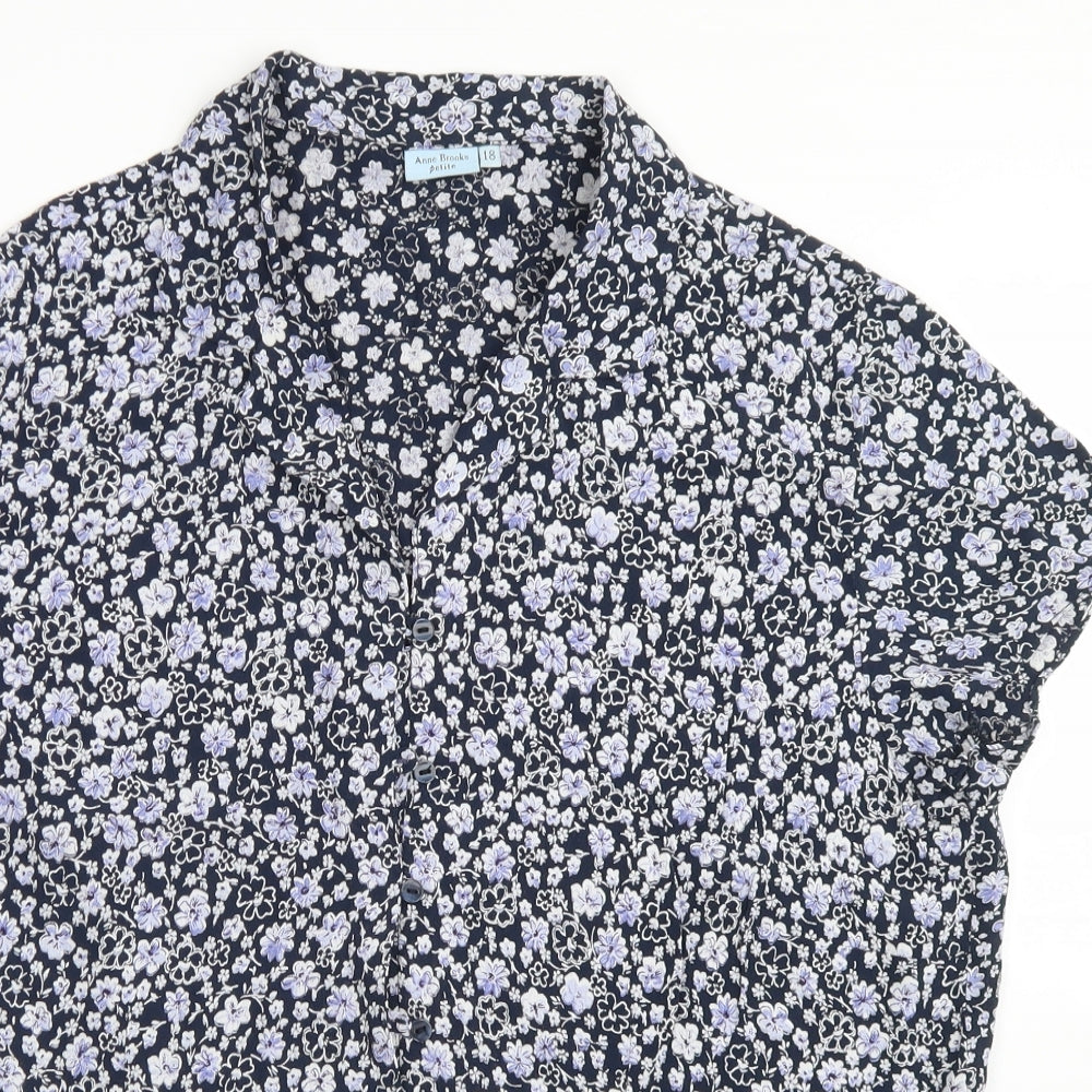 Womens UK Size 18 Anne Brooks Blue Basic Button-Up