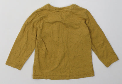 Back view of Matalan boys’ yellow cotton basic casual, size 2-3, years crew neck pullover - coolest kid ever