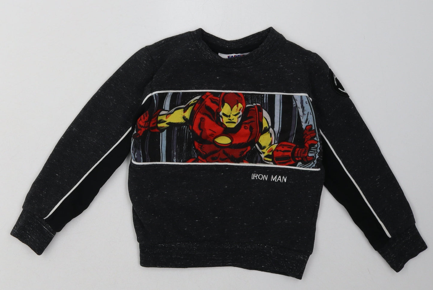 fabric flavours Boys Grey Geometric Cotton Pullover Sweatshirt Size 3-4 Years  Pullover - Iron Man