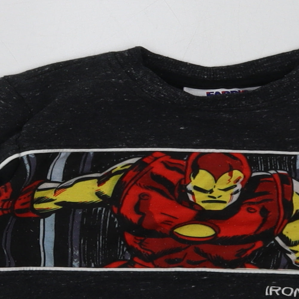 fabric flavours Boys Grey Geometric Cotton Pullover Sweatshirt Size 3-4 Years  Pullover - Iron Man